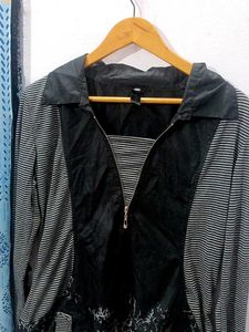 Striped &amp; Patterned Zipper Top