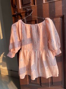 Peach Floral Smocked Top
