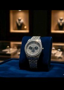 Iced Out Silver Watch