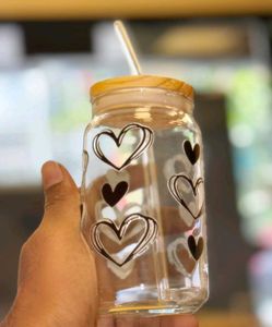 Heart Design Glass Tumblers (Set of 2)