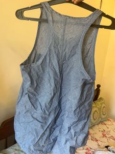 Blue Loose Tank Top For Moms