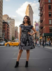 Black & White Graphic Print Dress