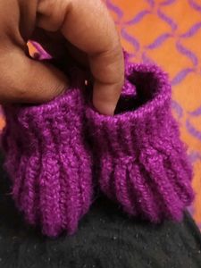 Handmade Knitted Purple Booties