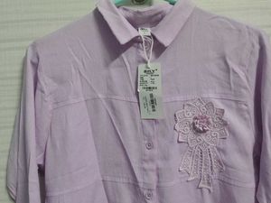 Lilac Embellished Button-Down Shirt