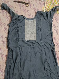 Zari Work Grey Kurta Plazo
