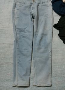 Stretchable Skinny Sky-blue High Waist Jeans