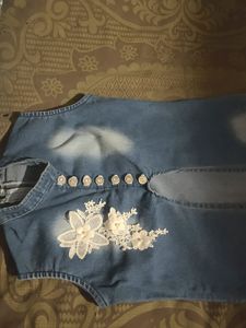 Denim Shrug Blue Colour With Designs