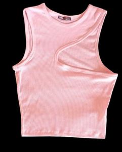 Zara Solid Asymmetrical Crop Top Casual