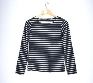Black & White Stripes Boat Neck Top (Women)