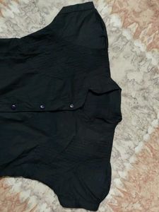 Solid Black Snatched Back Shirt