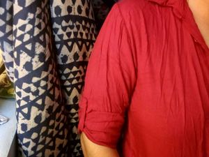 Maroon Roll-Tab Sleeve Blouse