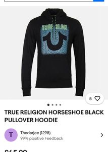 True Religion Horseshoe Logo Black Pullover Hoodie