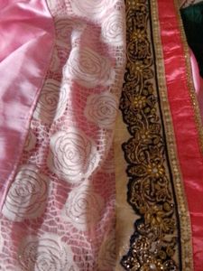 Elegant Pink &amp; Gold Saree