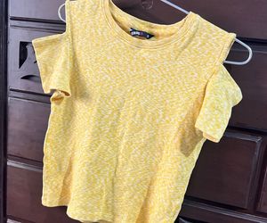 Cute Shoulder Cut Butter Yellow Top