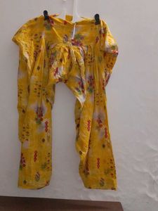 Yellow Floral Print Salwar Kameez Set