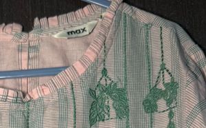 Pink Emobrordery Checked Kurta