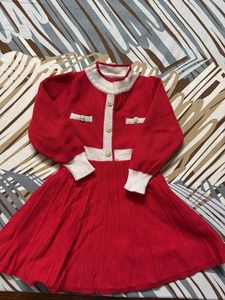 Red & White Knit Dress