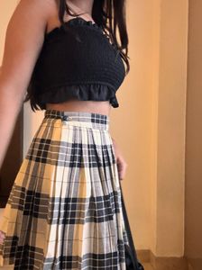 Pleated Plaid Skirt
