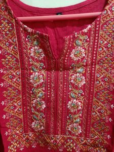 Dark Pink Embroidered Kurta