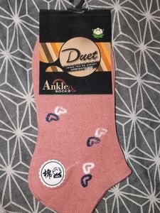 Cute Pink Heart Ankle Socks