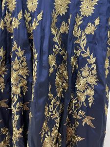 Hand Thread Embroidery Band Neck Flare Gown