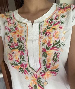 Embroidered Kurti with Floral Palazzo Pants
