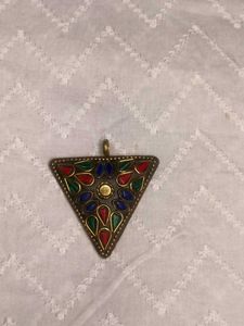 Tibetan Brass Pendant Turquoise Coral Lapis Lazuli