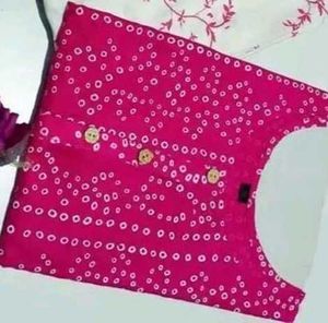 Pink Printed Kurta &amp; peach kurti combo