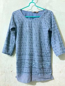 Embroidered Blue Top
