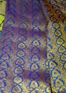 Blue & Gold Sare With Out Blouse 1 Tym Used