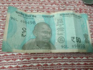 Rare 50 Rupee Note Og Numbr 498