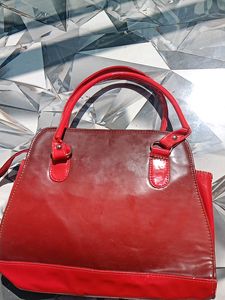red and black hand bag combo