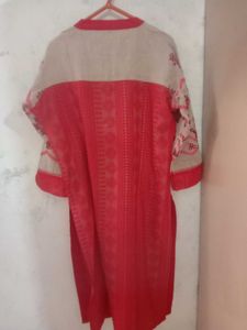 Red and Greyish Brown Kurta
