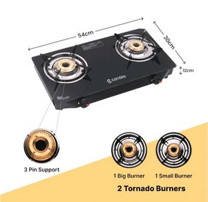 Candes Glass Gas Stove 2 Burners