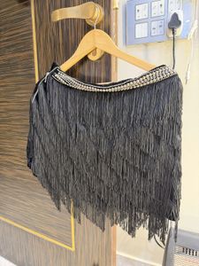 Zara Fringed Embellished Vest Check description