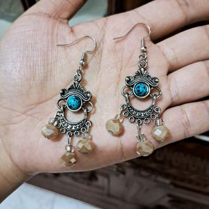 Blue & Beige Dangle Earring