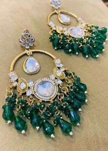 Emerald Green Kundan Earrings