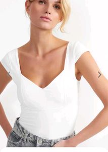 Sweetheart Neckline White Top