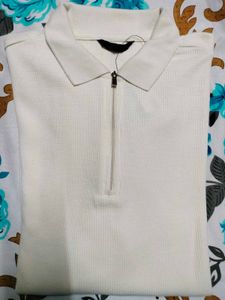 White Quarter-Zip Polo Shirt