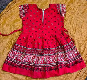 Red Printed Girls Dress