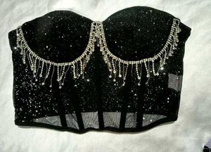 Brand New ( Urbanic)Black Sequined Mesh Corset Top