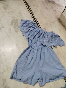 Blue Ruffle Romper
