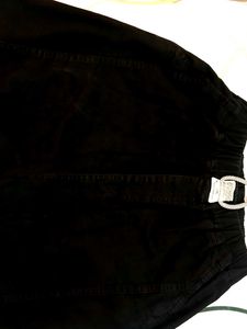 Black Denim Cargo Pants