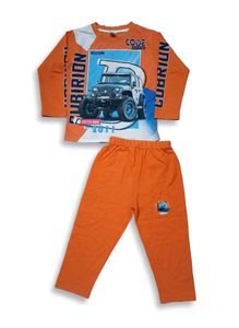 Boys Orange Vehicle Pajama Set