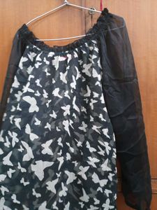 Black Print Chiffon Top