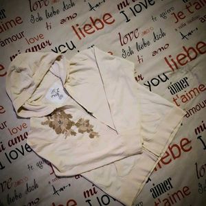 Pakistany EMBROIDERED CREAM HOODED ZIPPER