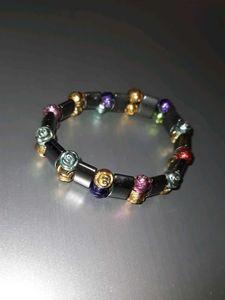 Unique Hematite &amp; Colorful Rose Bracelet