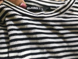 Striped Tee with Ruffle Sleeves