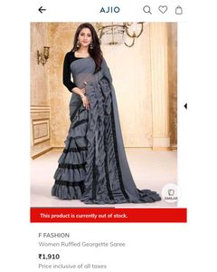 Grey Ruffle Saree