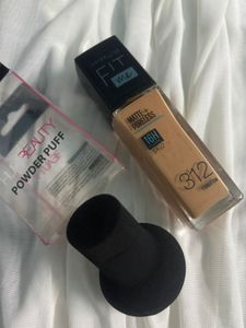 Combo Maybelline Fit Me Foundation & Powder Puff